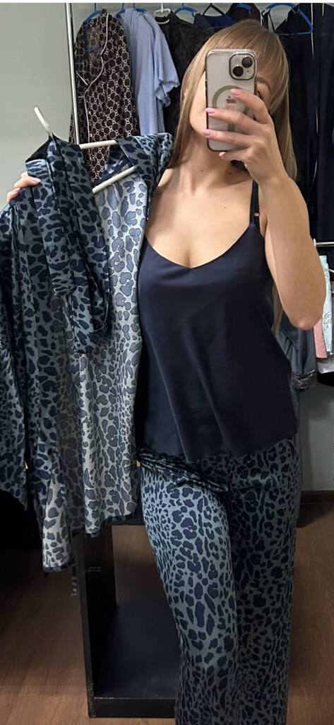 Комплект жіночий халат+майка+штани шовк Армані 142004